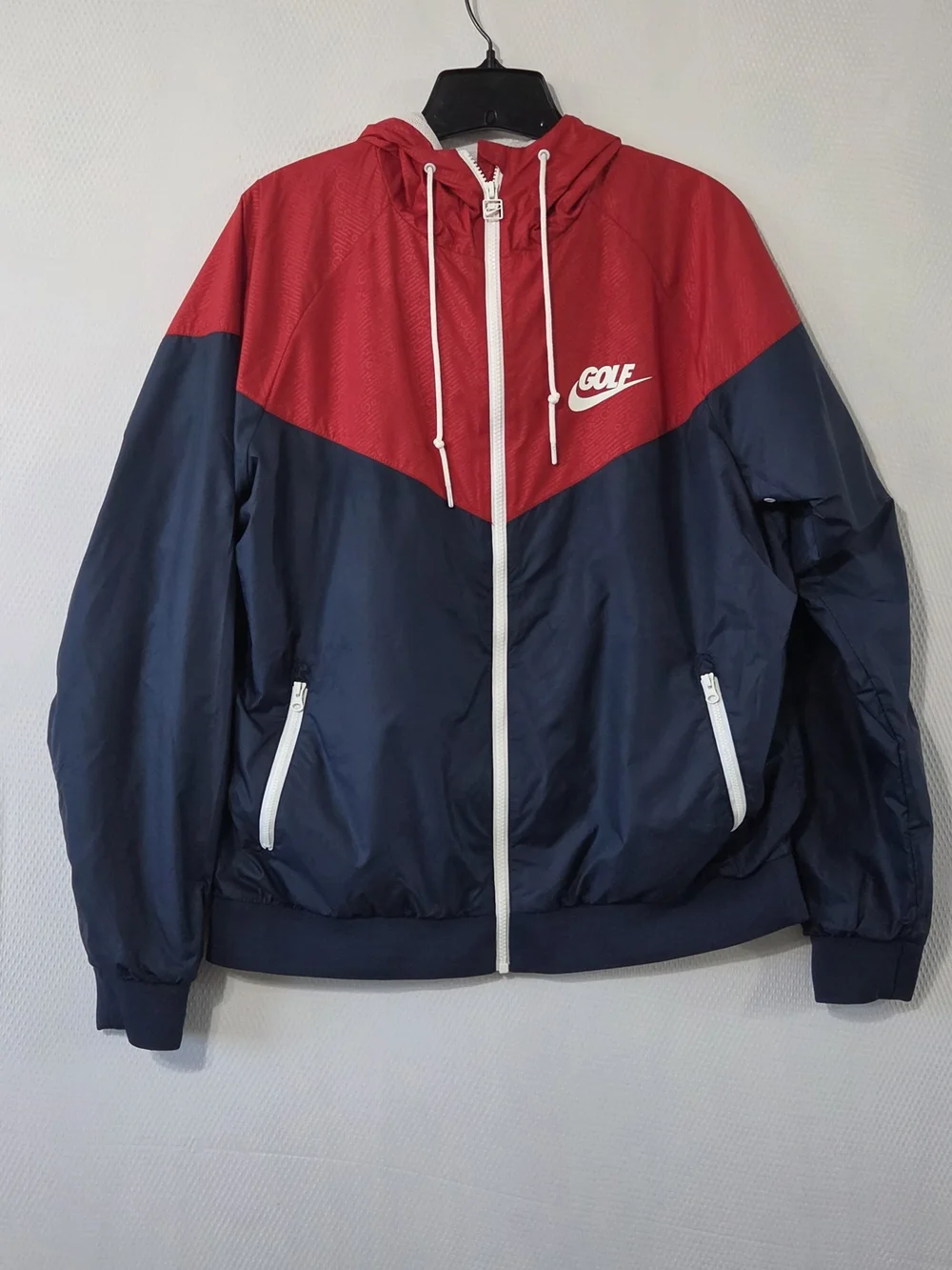 Nike Golf Windbreaker Jacket L Red Navy Athleisure Golfcore Sporty Retro